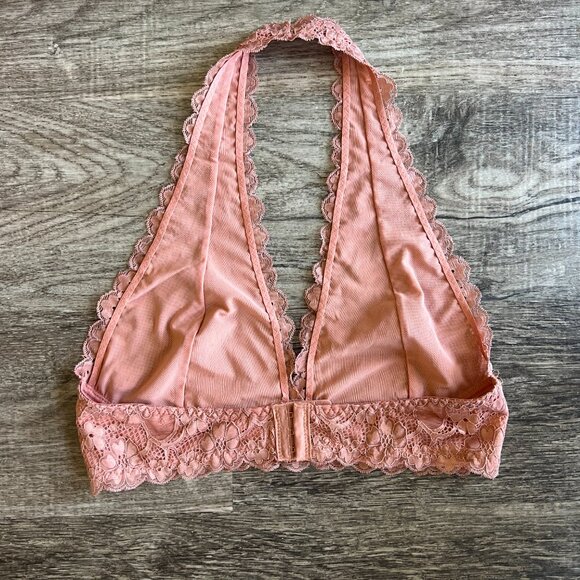 Peachy Pink Lace Halter Bralette - Picture 2 of 3